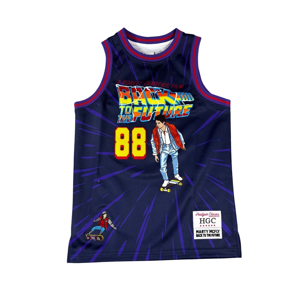 Headgear Classics Back to the Future Marty McFly Youth Jersey Navy 88 Small NEW